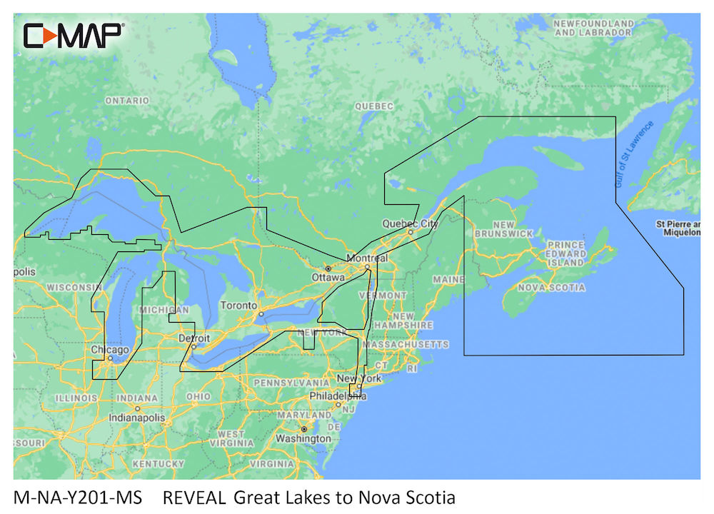 C-MAP® REVEAL™ - Great Lakes to Nova Scotia